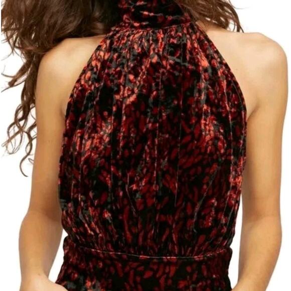 NWT Free People Womens Velvet Take A Break Halter Top Sz L Romantic Whimsigoth - Picture 1 of 12